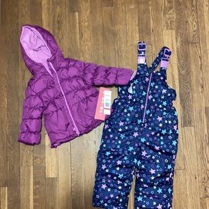 NWT Girls 18M snow ski suit and jacket purple/blue with stars Wippette Kids
